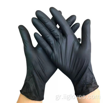 Χωρίς σκόνη εύκαμπτα μαύρα γάντια μείγμα νιτρίλιο βινυλίου